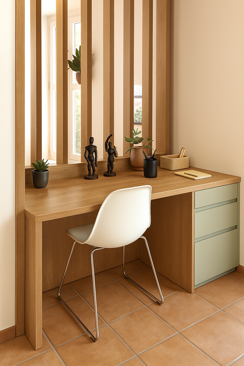 Délimiter un espace travail chez soi avec des claustras en bois à Marseille 13002