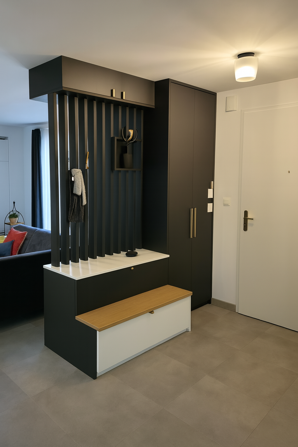 Idée de meubles d'entrées avec claustra à la Valentine 13011 Marseille