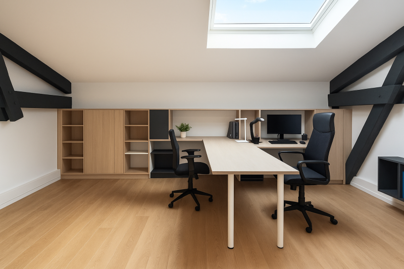 Aménagement sur mesure d'un double bureau en mezzanine à Marseille Saint Barnabé