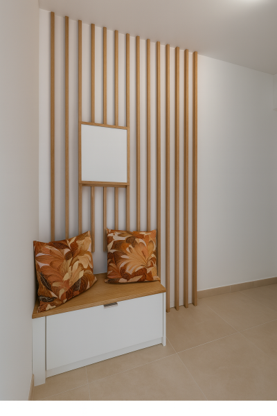 Claustra avec banc dans l'entrée à Plan de Cuques près d'Allauch